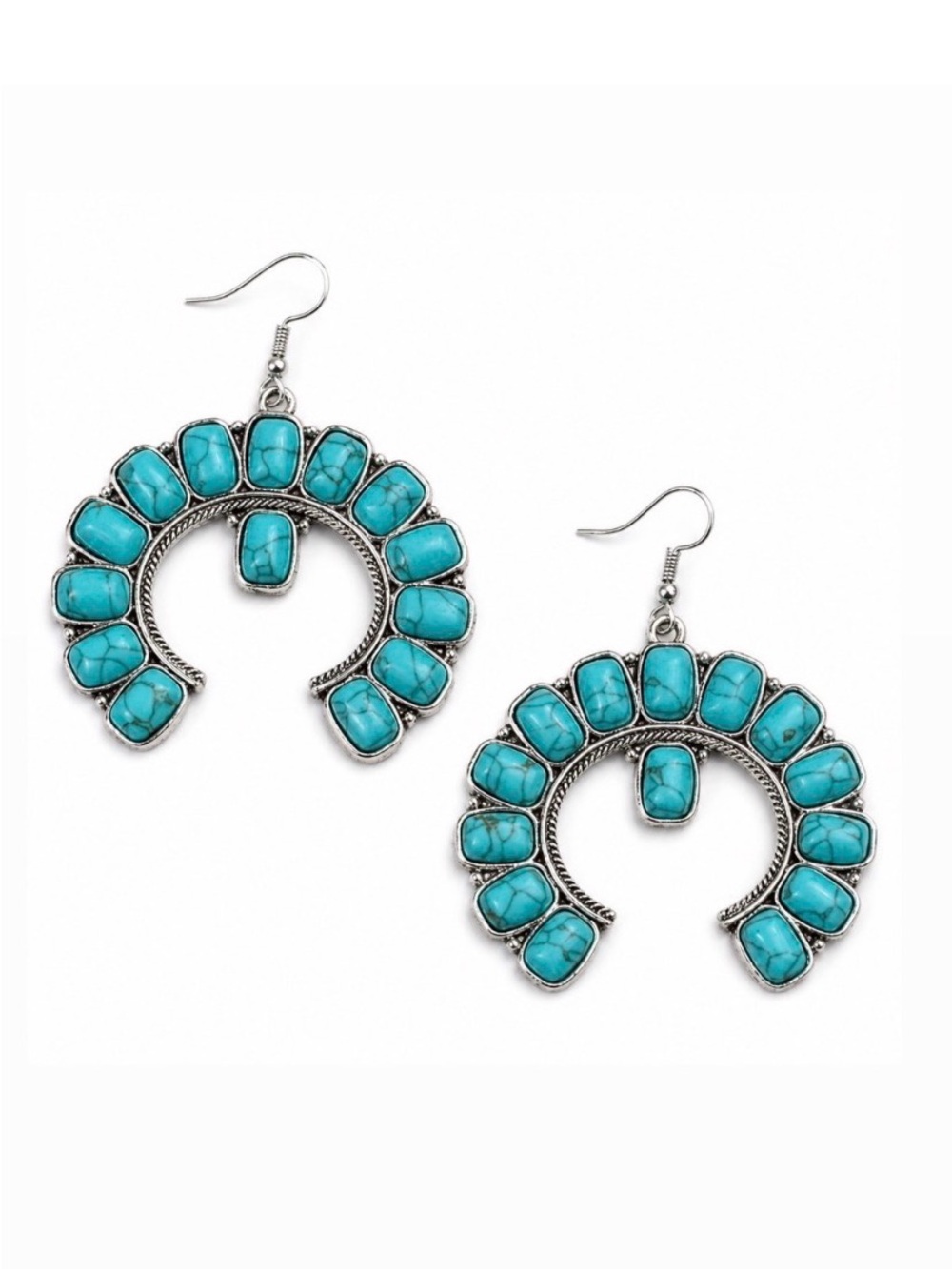 Desert Turquoise Horseshoe Statement Earrings